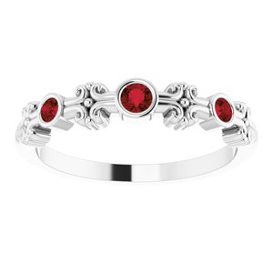 Sterling Silver Garnet Bezel-Set Ring