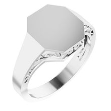 Charger l'image dans la galerie, Sterling Silver 13x12 mm Octagon Signet Ring
