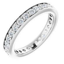 Charger l&#39;image dans la galerie, Jonc éternité platine 2 mm rond 1 diamant CTW
