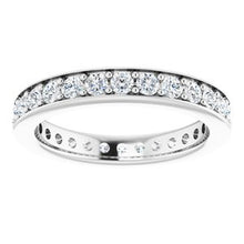 Charger l&#39;image dans la galerie, Jonc éternité platine 2 mm rond 1 diamant CTW
