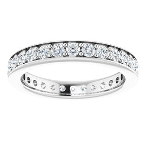 Jonc éternité platine 2 mm rond 1 diamant CTW