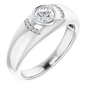 Bague lunette pour homme en diamant blanc 1/2 CTW 14K