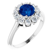 Load image into Gallery viewer, Platinum Blue Sapphire &amp; 1/2 CTW Diamond Ring
