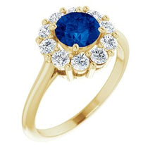 Charger l'image dans la galerie, Bague saphir bleu jaune 14K et diamant 1/2 CTW
