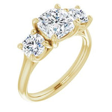 Load image into Gallery viewer, 14K Yellow 7 mm Cushion Forever One‚Ñ¢ Moissanite Engagement Ring

