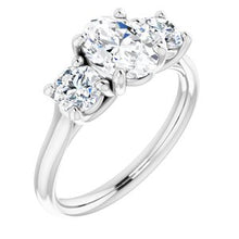 Load image into Gallery viewer, Platinum 8x6 mm Oval Forever One‚Ñ¢ Moissanite Engagement Ring
