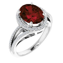 Load image into Gallery viewer, Platinum Mozambique Garnet &amp; 1/4 CTW Diamond Ring
