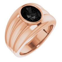 Charger l&#39;image dans la galerie, Bague lunette en onyx rose 14K pour homme
