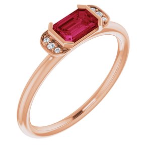Bague superposable en rubis rose 14K et diamant 0,02 CTW