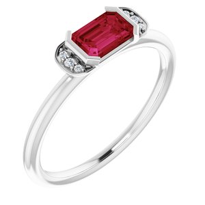 Platinum Ruby & .02 CTW Diamond Stackable Ring