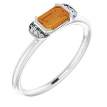 Charger l'image dans la galerie, Sterling Silver Citrine &amp; .02 CTW Diamond Stackable Ring
