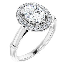 Load image into Gallery viewer, Platinum 8x6 mm Oval Forever One‚Ñ¢ Moissanite &amp; 1/6 CTW Diamond Engagement Ring
