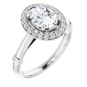 Platinum 8x6 mm Oval Forever One‚Ñ¢ Moissanite & 1/6 CTW Diamond Engagement Ring