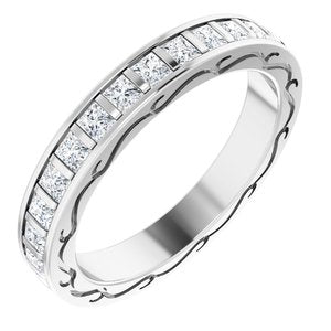 14K White 1 CTW Diamond Square Eternity Band Taille 7