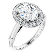 Load image into Gallery viewer, 14K White 9x7 mm Oval Forever One‚Ñ¢ Moissanite &amp; 1/5 CTW Diamond Engagement Ring
