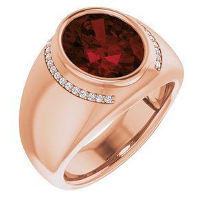 Bague grenat rose 14K et diamant 1/8 CTW
