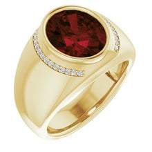 Load image into Gallery viewer, 14K Yellow Mozambique Garnet &amp; 1/8 CTW Diamond Ring
