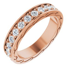 Load image into Gallery viewer, 14K Rose 1 CTW Diamond Round Eternity Band Size 6
