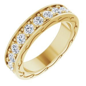 14K Yellow 1 1/3 CTW Diamond Round Eternity Band Taille 5
