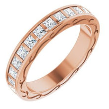 Load image into Gallery viewer, 14K Rose 3/4 CTW Diamond Square Eternity Band Size 5
