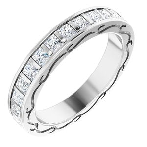 14K White 3/4 CTW Diamond Square Eternity Band Taille 5