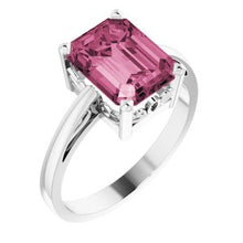 Load image into Gallery viewer, 14K White Pink Tourmaline Scroll Setting¬Æ Ring
