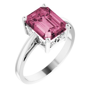 14K White Pink Tourmaline Scroll Setting¬Æ Ring