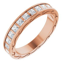 Load image into Gallery viewer, 14K Rose 1 7/8 CTW Diamond Square Eternity Band Size 7
