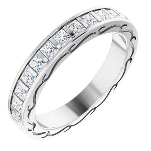14K White 7/8 CTW Diamond Square Eternity Band Taille 6