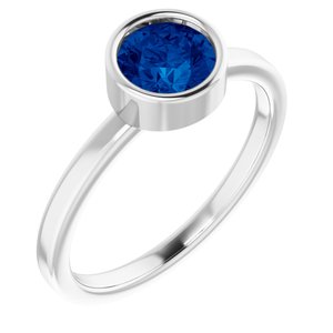 14K White Blue Sapphire Ring
