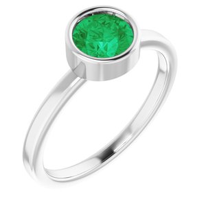 Sterling Silver Imitation Emerald Ring