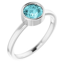 Load image into Gallery viewer, Sterling Silver Imitation Blue Zircon Ring
