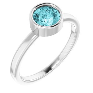Sterling Silver Imitation Blue Zircon Ring