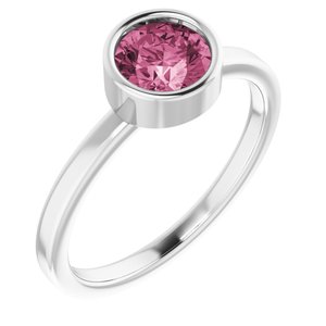 Sterling Silver Imitation Pink Tourmaline Ring