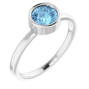Sterling Silver Imitation Aquamarine Ring