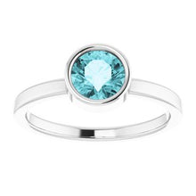 Load image into Gallery viewer, Sterling Silver Imitation Blue Zircon Ring
