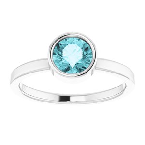 Sterling Silver Imitation Blue Zircon Ring