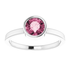 Sterling Silver Imitation Pink Tourmaline Ring