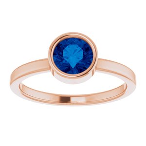14K Rose Blue Sapphire Ring