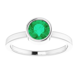 Sterling Silver Imitation Emerald Ring