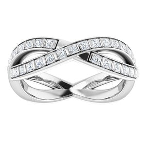 14K White 9/10 CTW Diamond Square Eternity Band Taille 5