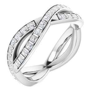 14K White 9/10 CTW Diamond Square Eternity Band Taille 5