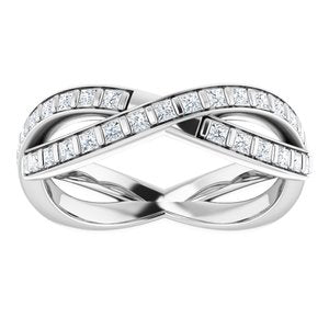 14K Blanc 9/10 CTW Diamond Square Eternity Band Taille 6