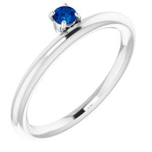 Charger l'image dans la galerie, Sterling Silver Imitation Blue Sapphire Stackable Ring
