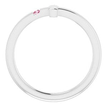 Load image into Gallery viewer, Sterling Silver 1.5 mm Round Imitation Pink Tourmaline Youth Cross Ring
