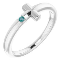 Load image into Gallery viewer, Sterling Silver 1.5 mm Round Imitation Alexandrite Youth Cross Ring
