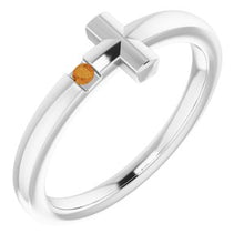 Load image into Gallery viewer, Sterling Silver 1.5 mm Round Imitation Citrine Youth Cross Ring
