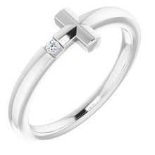 Load image into Gallery viewer, Sterling Silver 1.5 mm Round Imitation Diamond Youth Cross Ring
