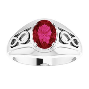 Platinum Chatham¬Æ Created Ruby Infinity-Inspired Men's Ring