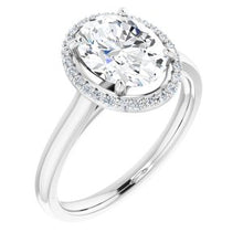 Load image into Gallery viewer, Platinum 9x7 mm Oval Forever One‚Ñ¢ Moissanite &amp; 1/10 CTW Diamond Engagement Ring
